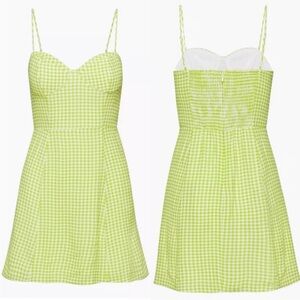 Aritzia sunday best viola bustier green gingham print mini dress